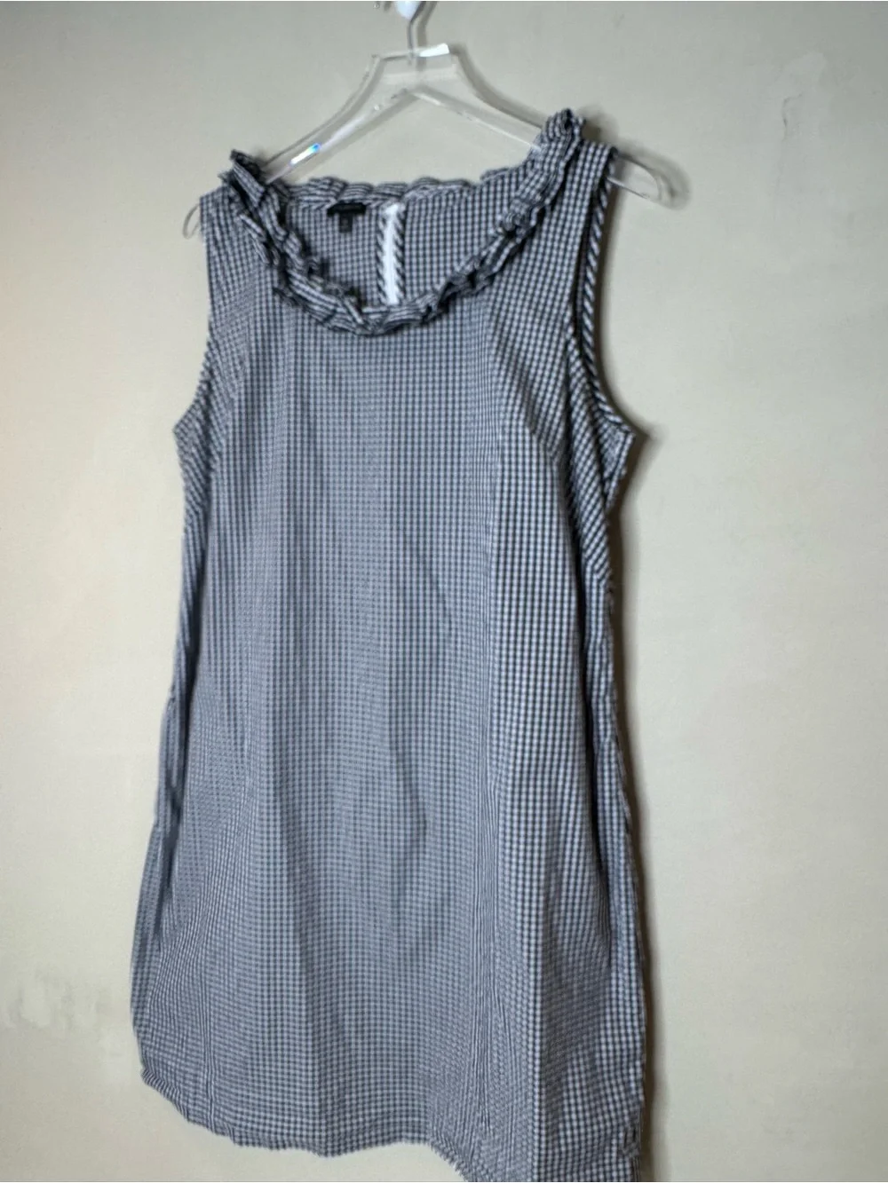 Talbots Black & White Gingham Sleeveless Shift Dress – Size 16